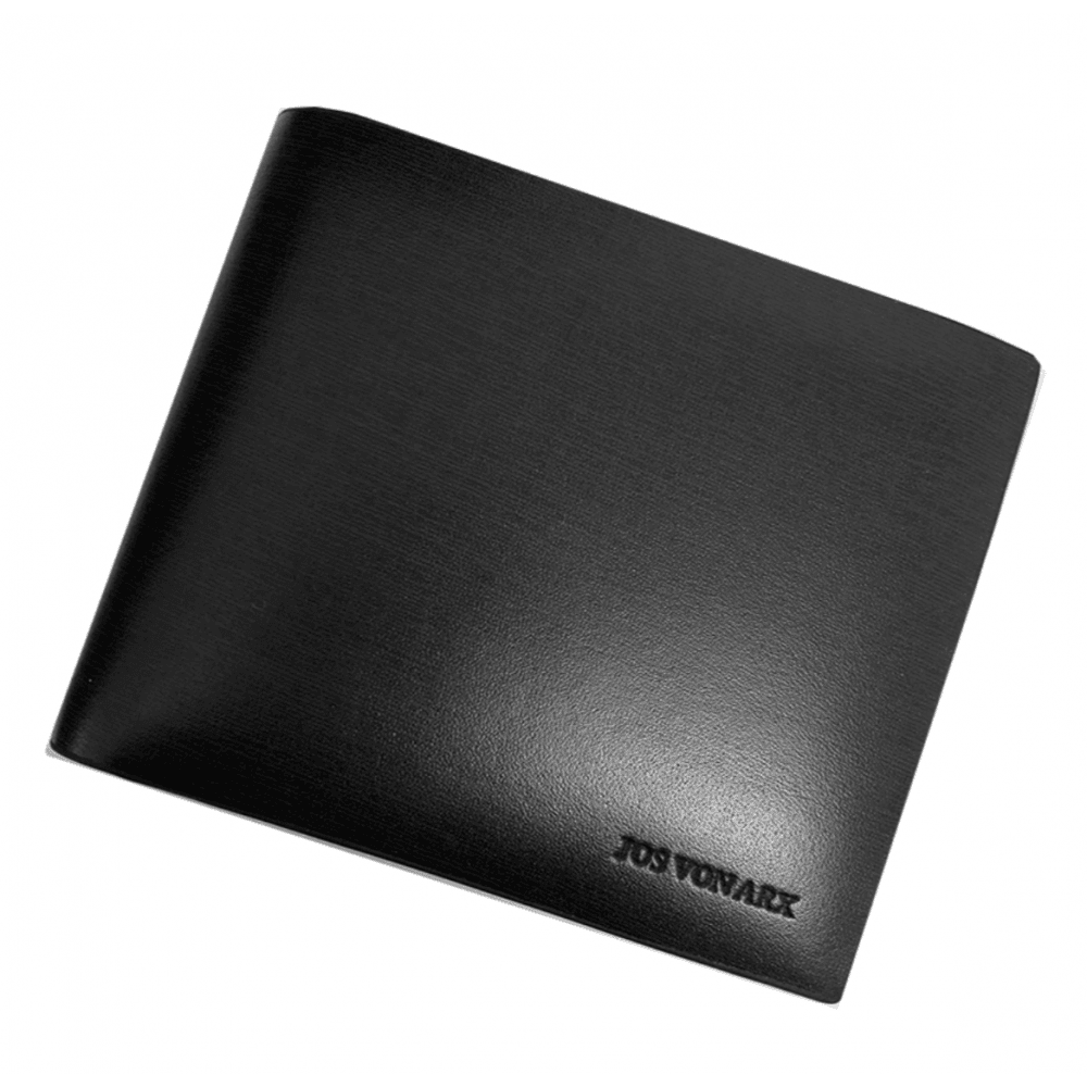 RFID Blocking Black Leather Smooth Finish, 7 Compartments Wallet