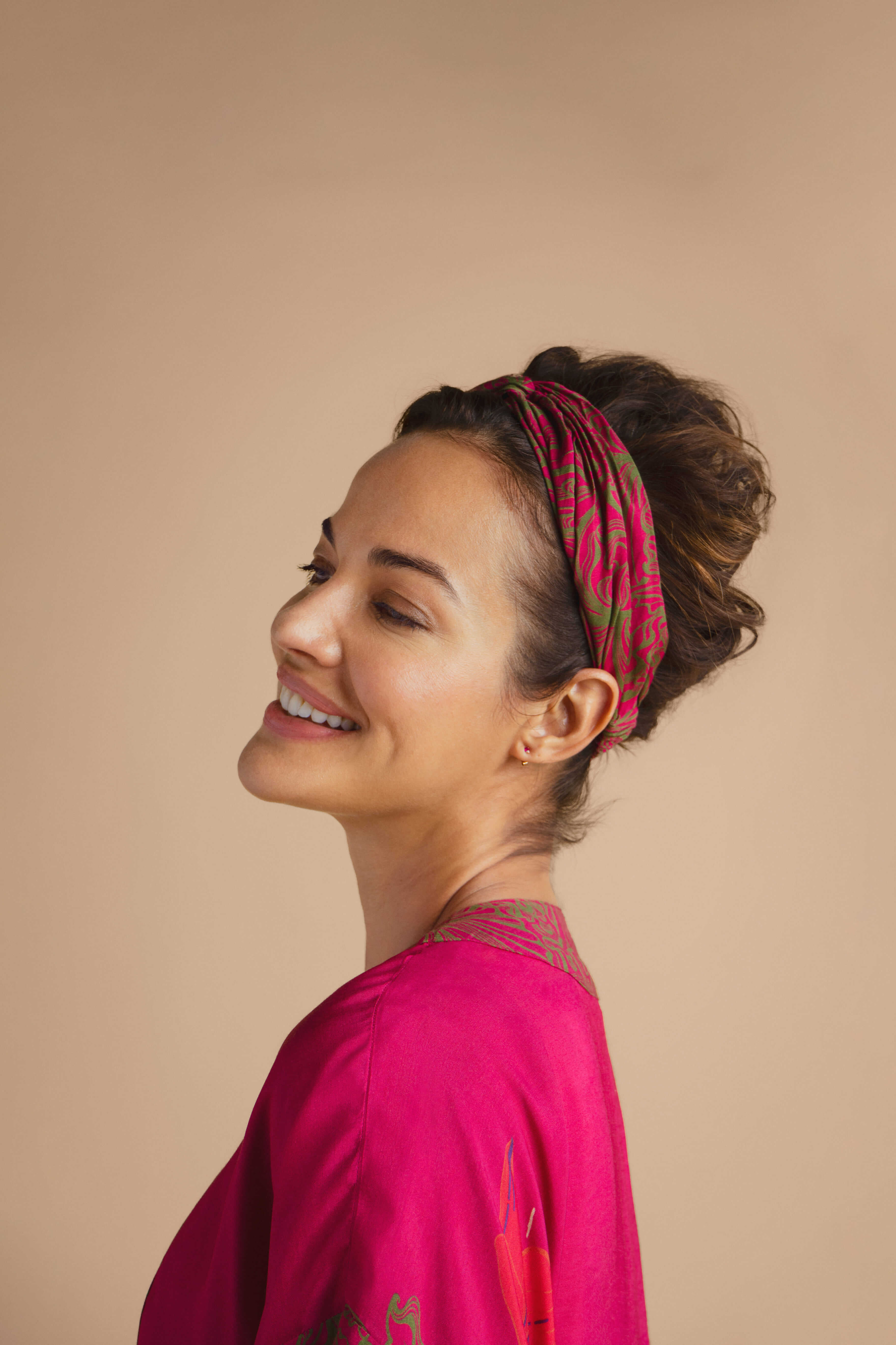 Hummingbird Elasticated Headband - Raspberry