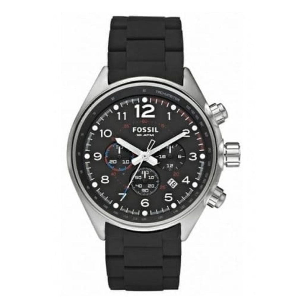 Fossil Chronograph Black Rubber Gents Wristwatch