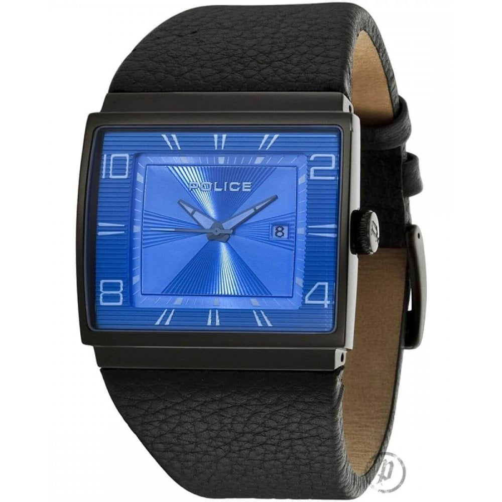 Black IP Steel Case With Blue Dial & Black Leather Strap Evade Gents Watch