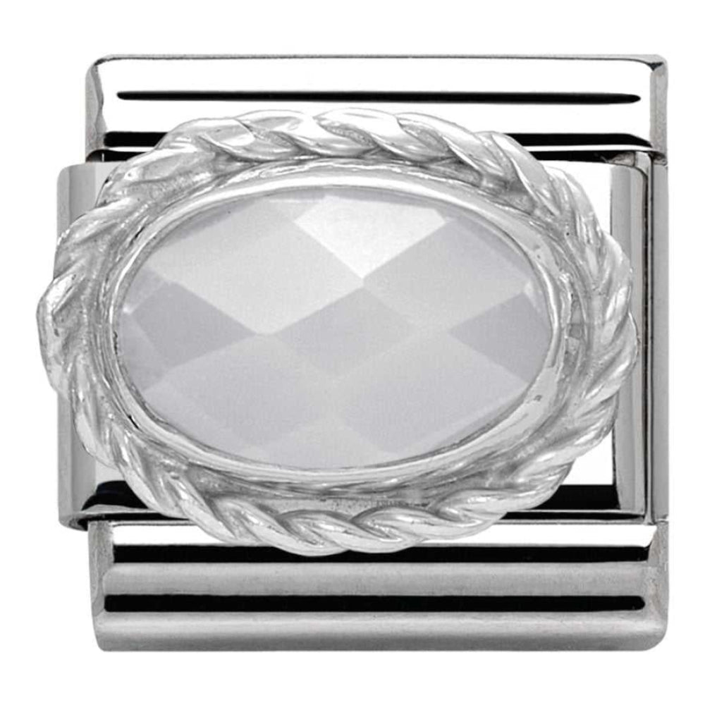Classic Silver Set White Jade Link