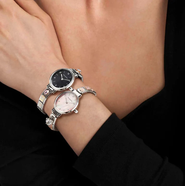 Classic Paris SS Oval Black Dial Watch
