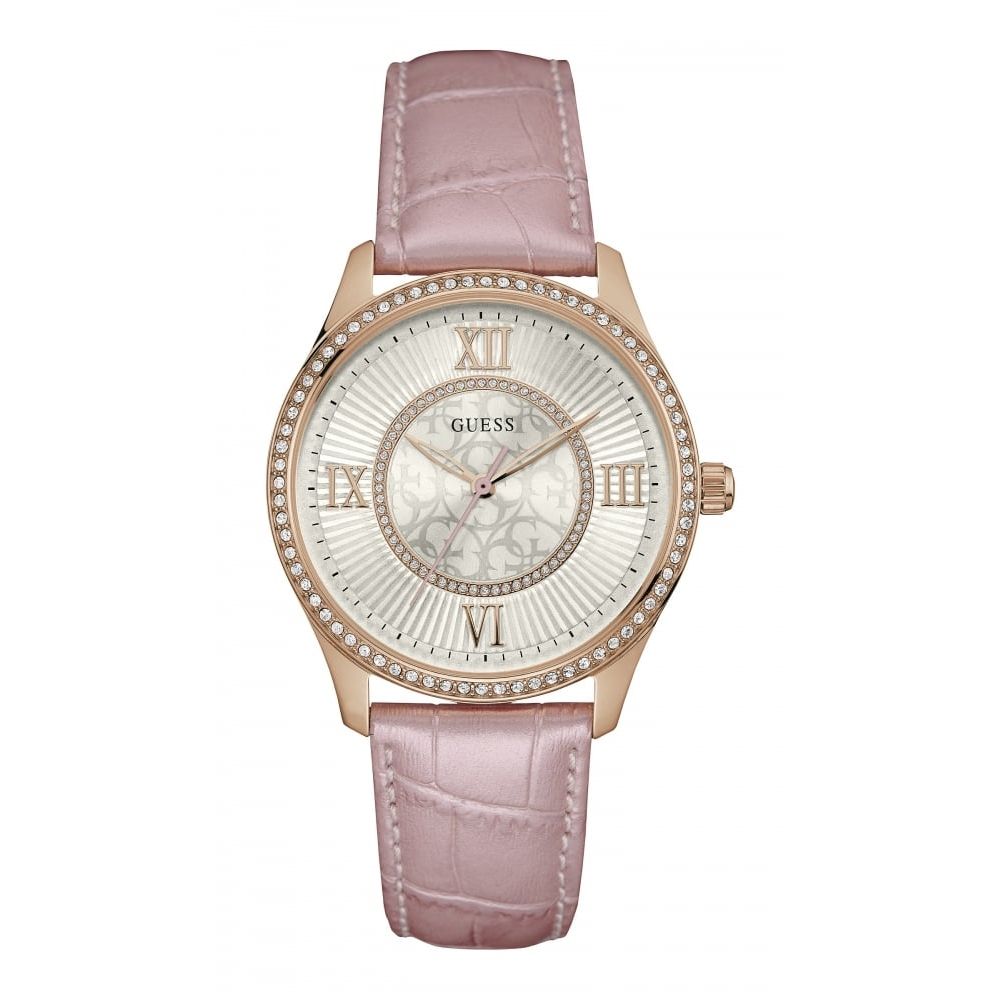 Womens Rose Plated Crystal Wristwatch