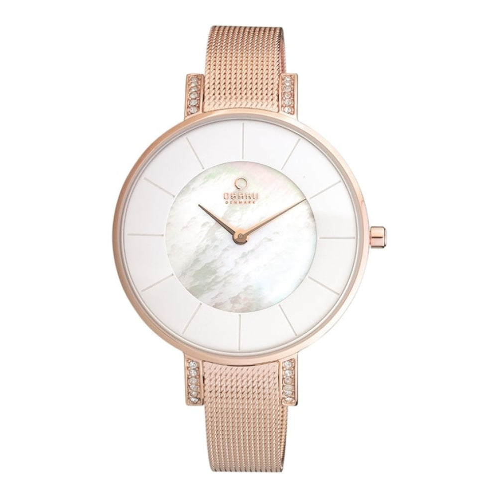 LUN - ROSE Rose Gold Plated Stainless Steel Mesh Bracelet Watch