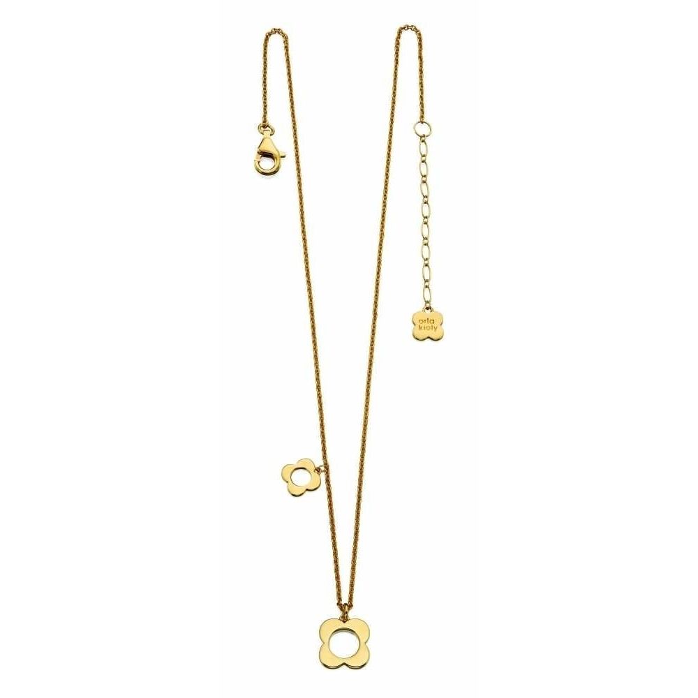 Gold Plated Hollow Four Leaf Flower Necklace