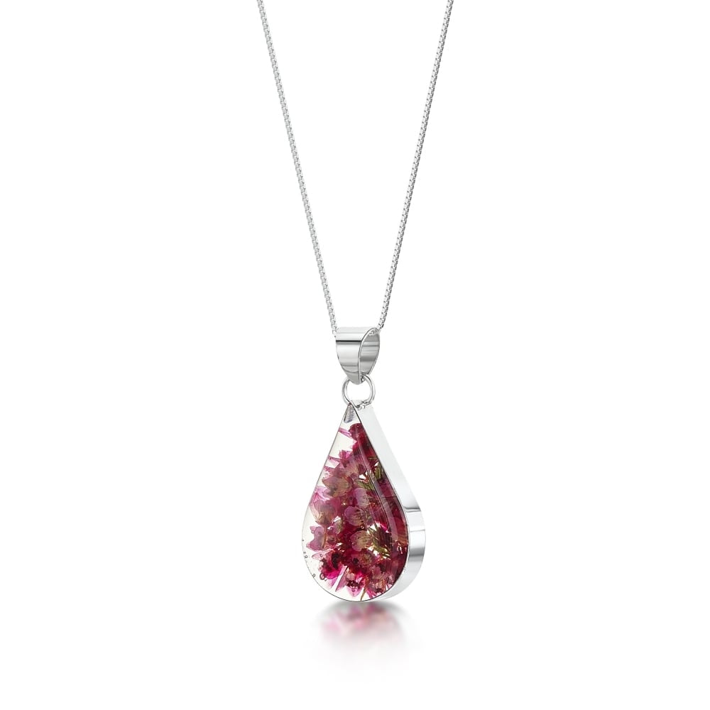 Silver Pendant - Heather - Med teardrop