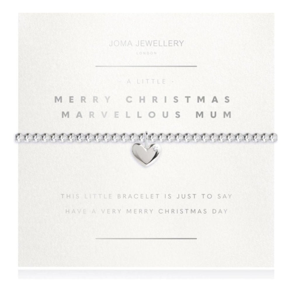 Facetted A Little - Merry Christmas Marvellous Mum - Silver- 17.5cm Stretch Bracelet