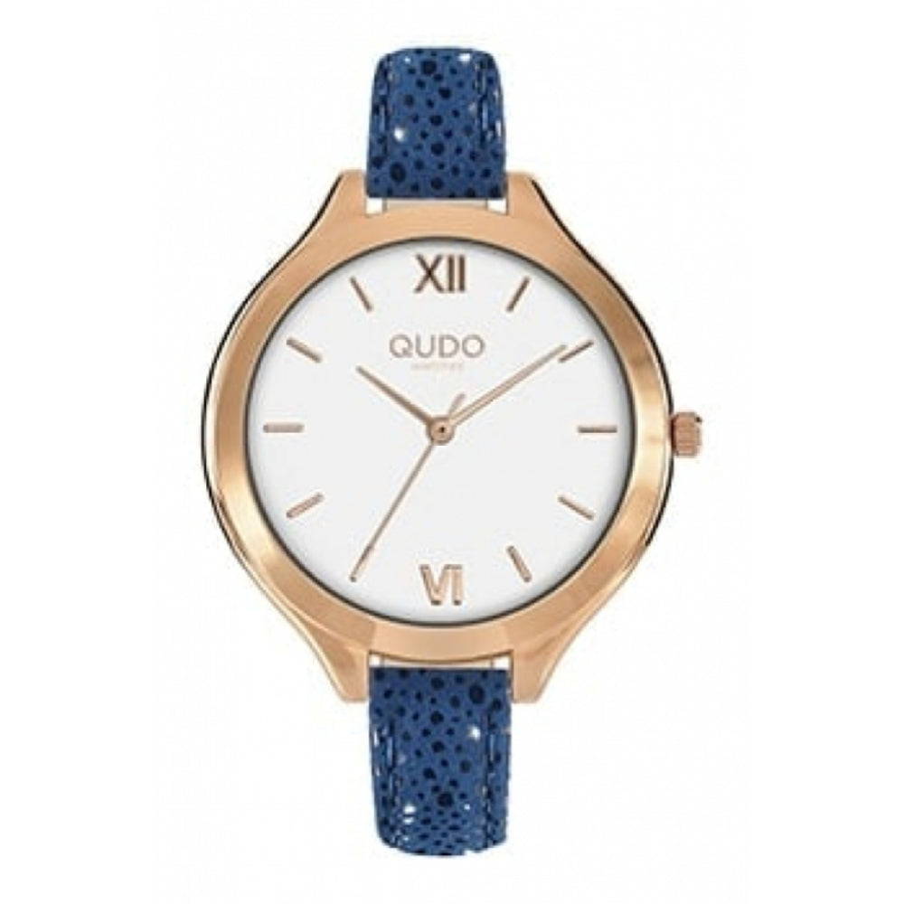 Emilia Rose Gold Plated White Dial & Blue Leather Strap Ladies Watch