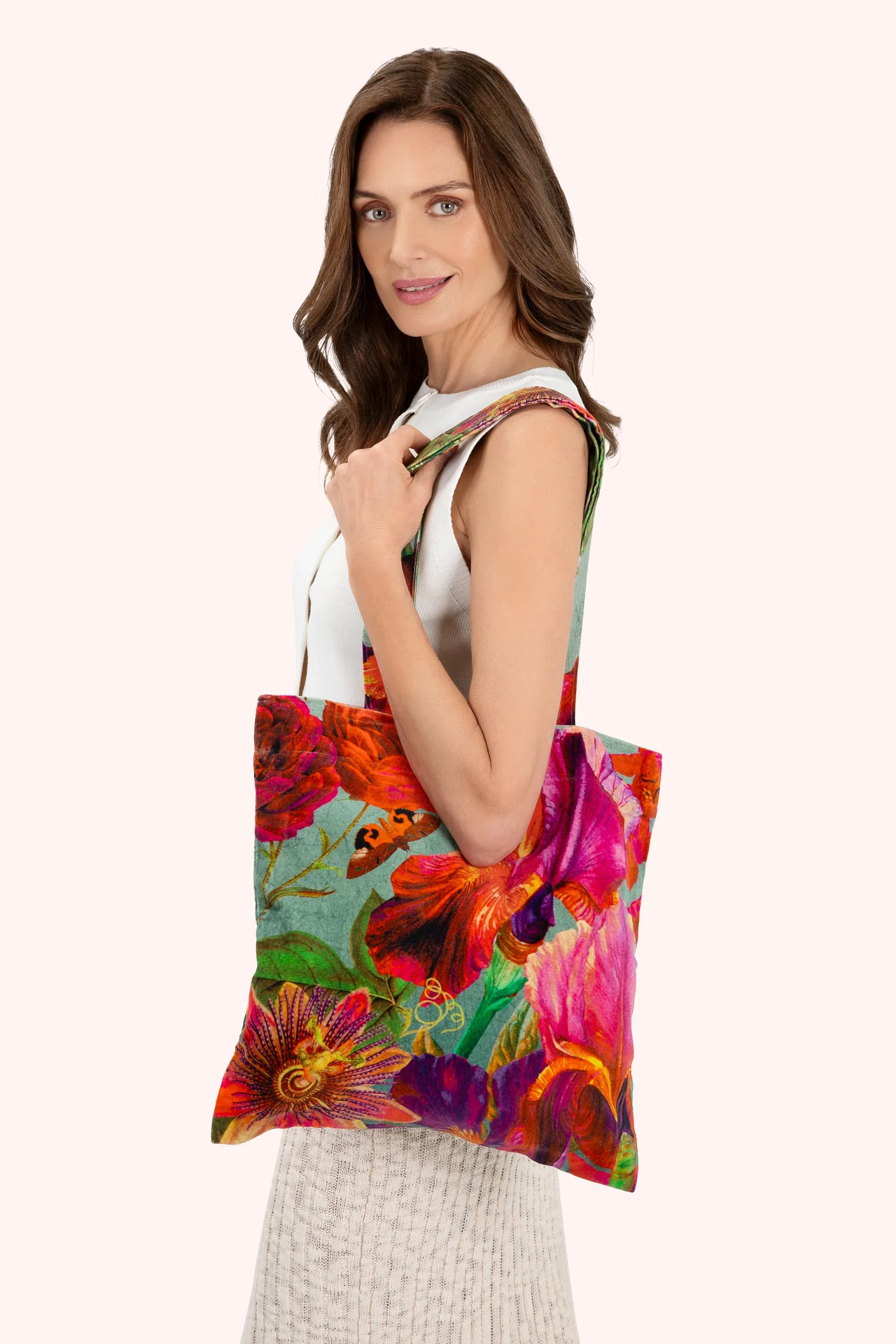 Velvet Tote Bag - Winter Iris - Ice