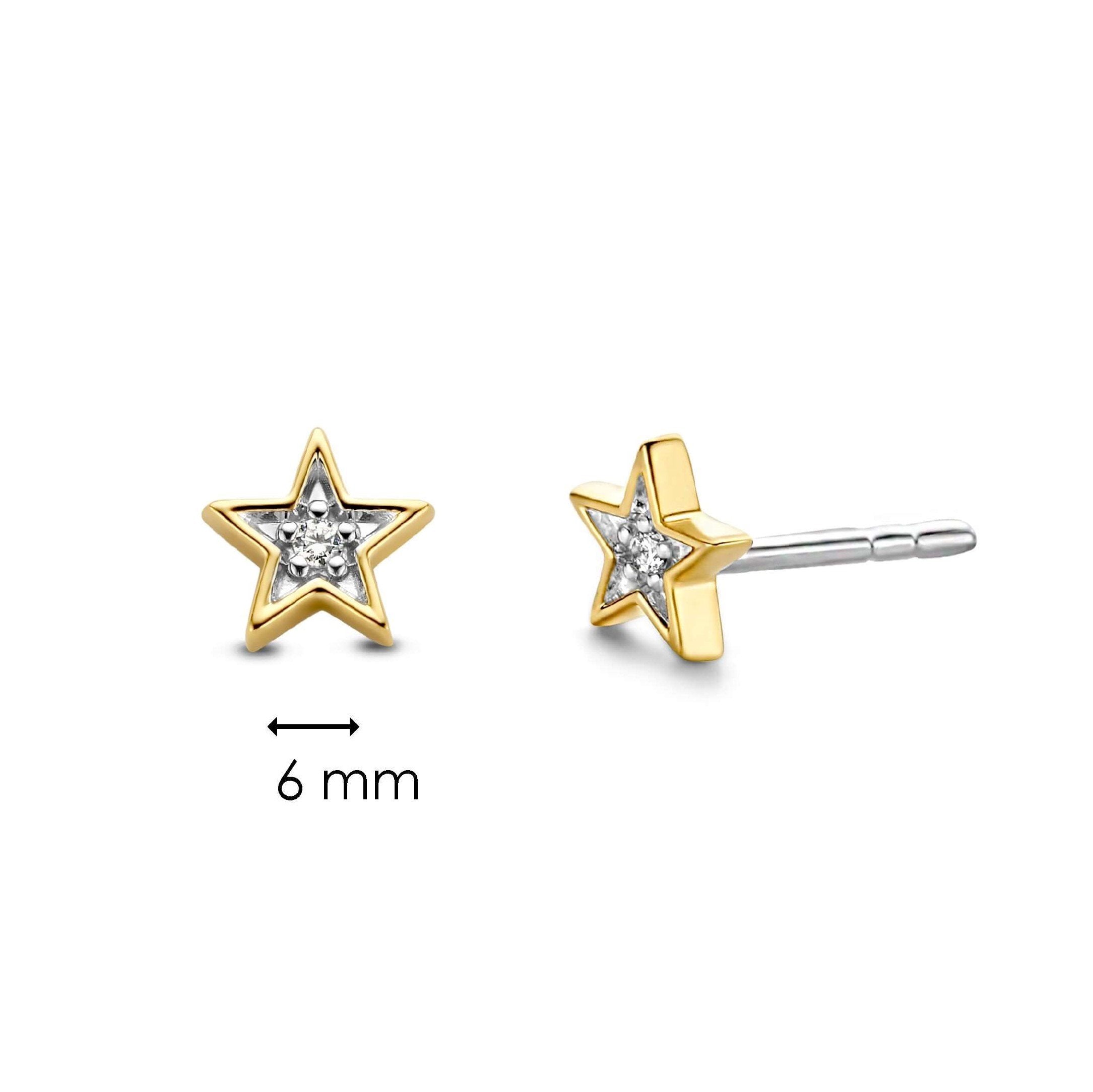 Two Tone CZ Gold Plated CZ Star Earrings