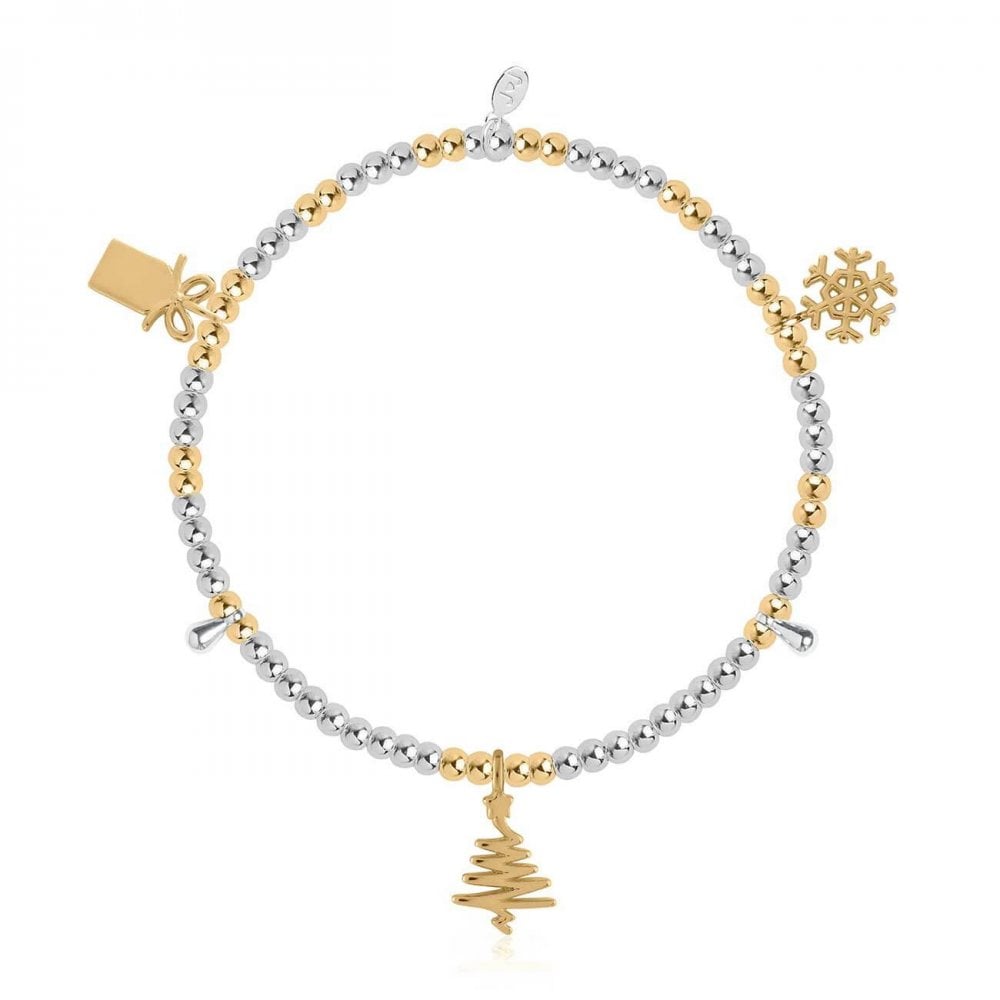 Life's A Charm | Christmas Wishes | Silver And Gold | Charm Bracelet | 17.5cm Stretch