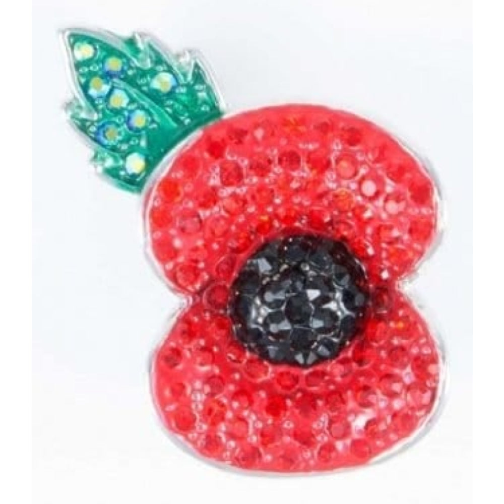 Crystalised Red Poppy Brooch 15mm