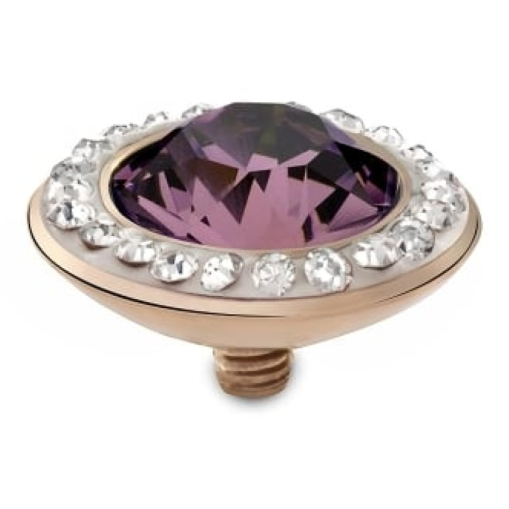Famosa Rose Gold 13mm Tondo Deluxe Ring Top Amethyst