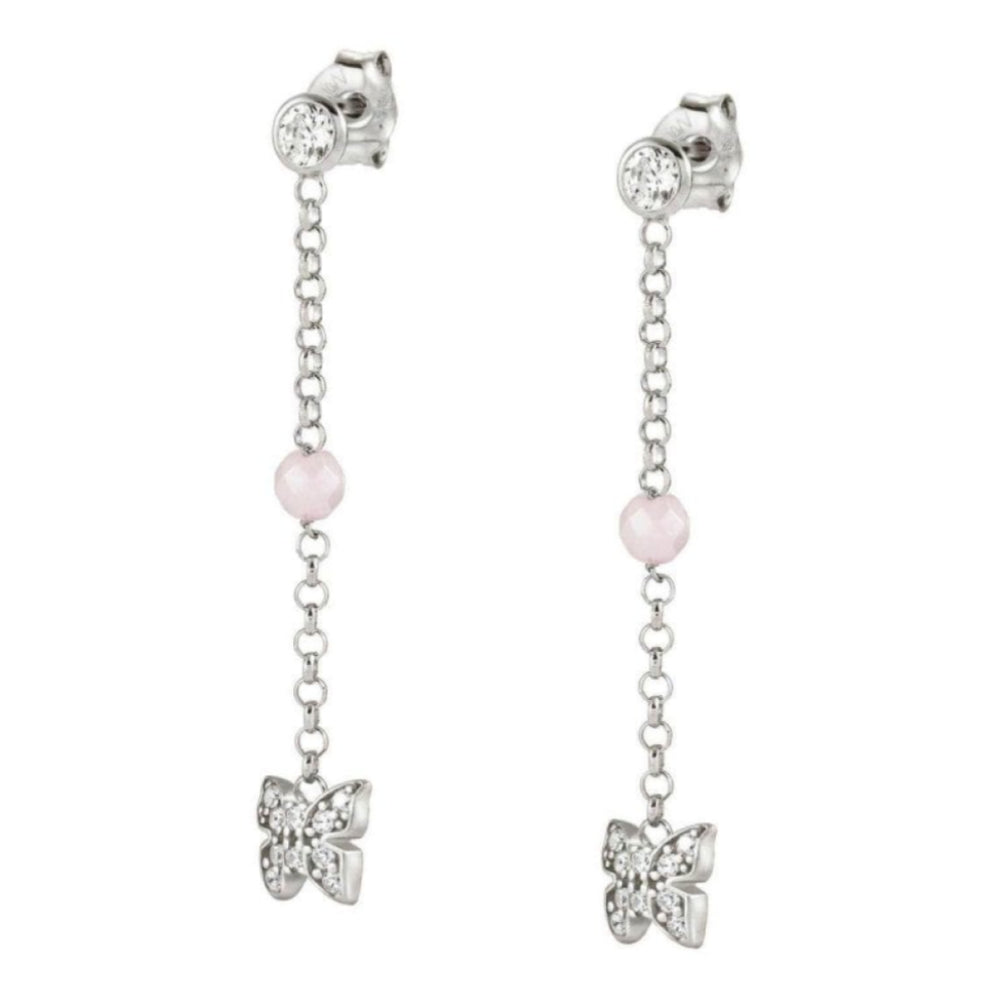 Gioie 925 Silver Earrings, Cubic Zirconia And Jade (018_Silver Butterfly)