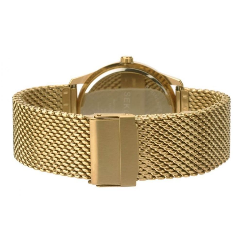 Gold Tone Case With Blue Sunray Dial & Milanese Bracelet Strap Gents Watch
