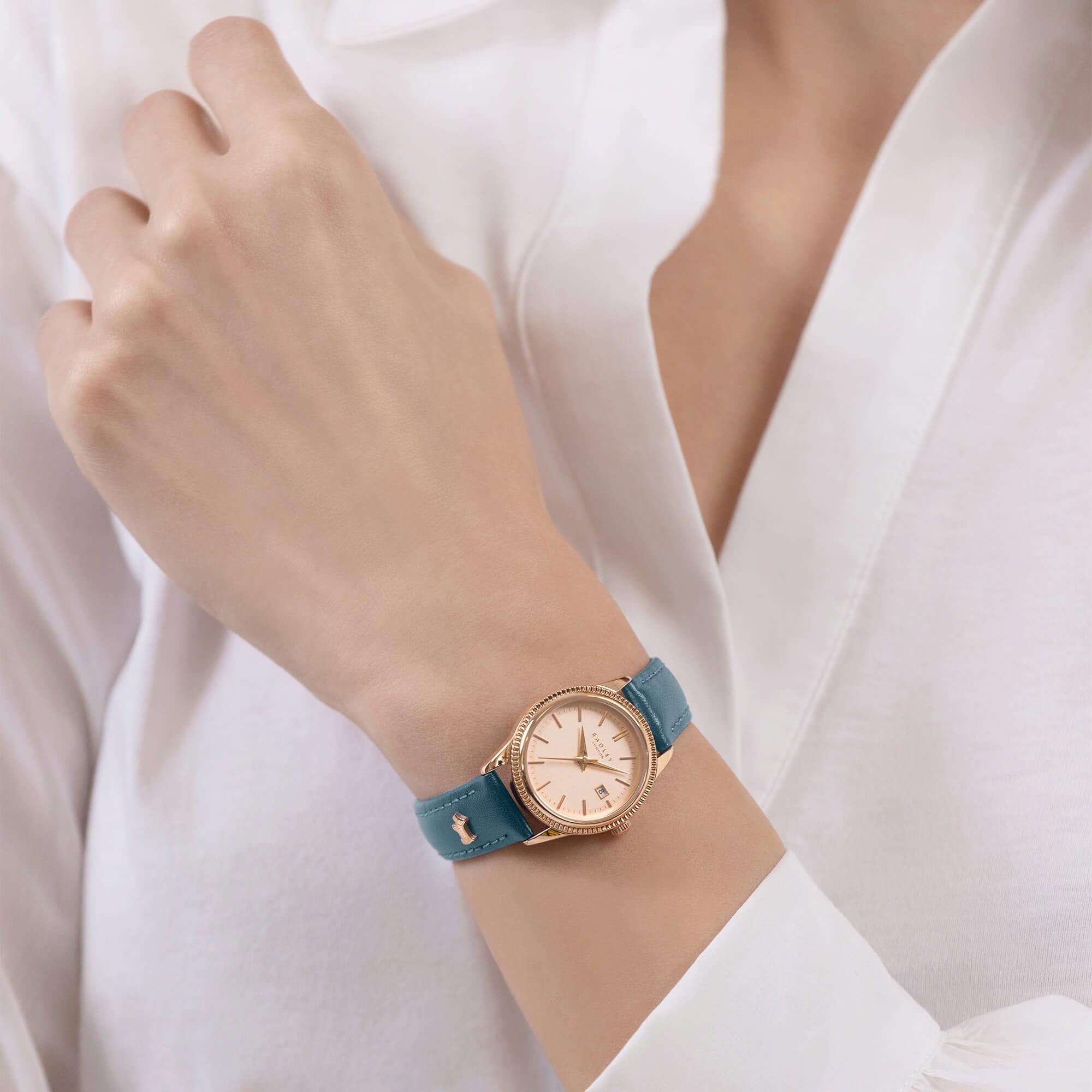 Rose Gold Plated Thundercloud Leather Strap Ladies Watch