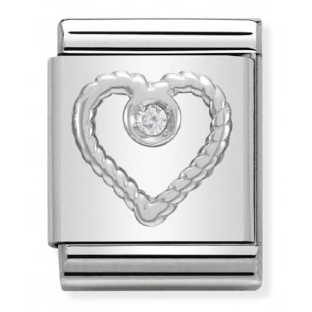 Big CZ Rope Heart Link