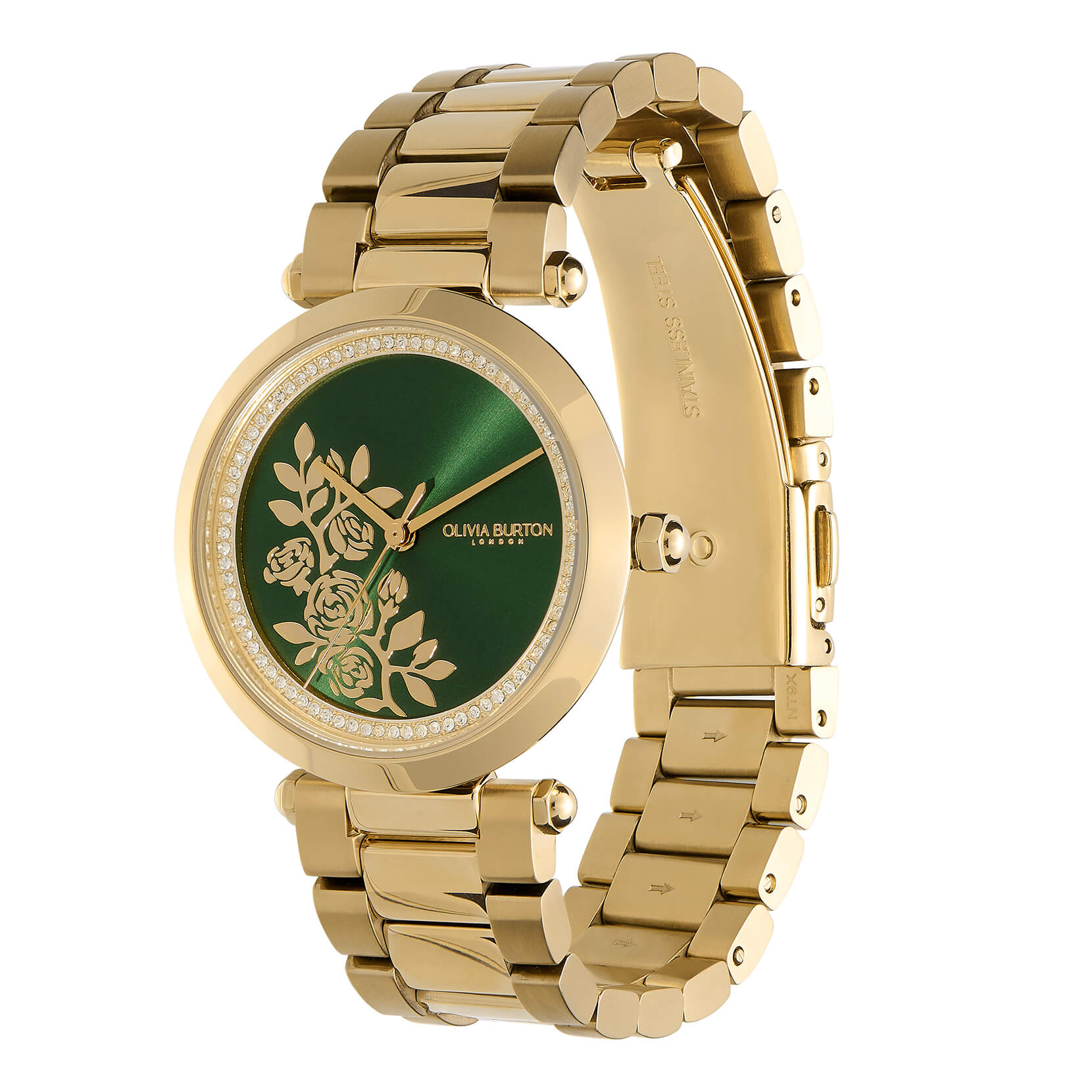 Signature Floral T-Bar Green & Gold Bracelet Watch