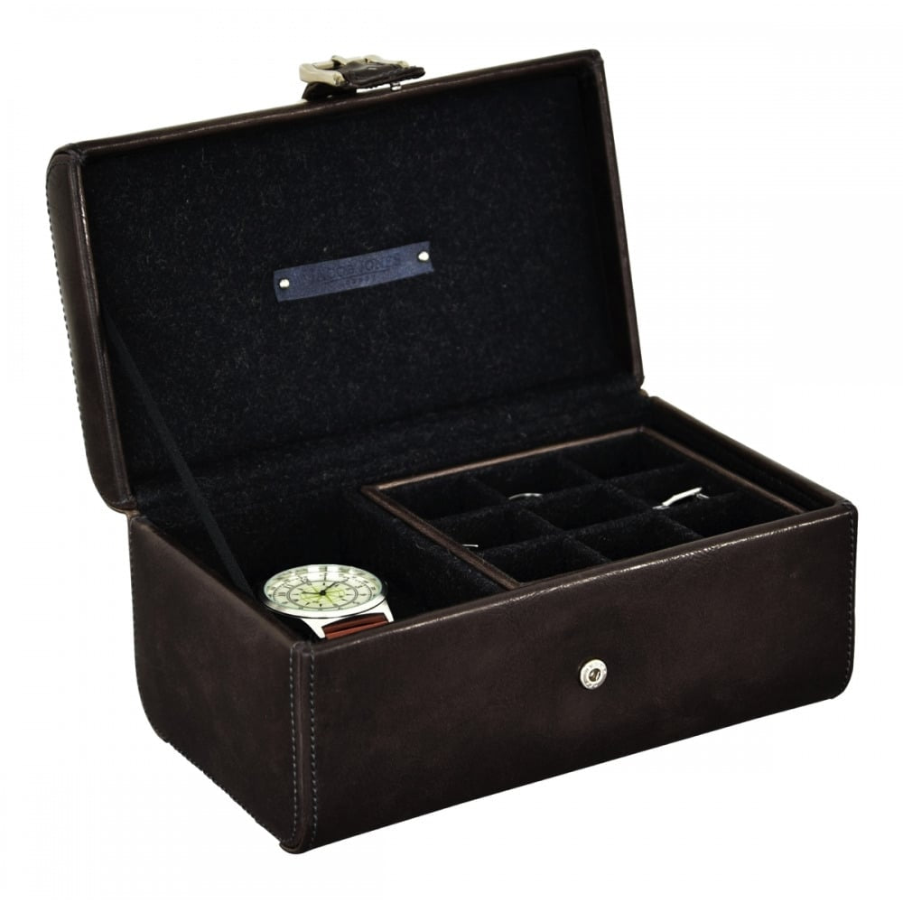 Grey Cambridge Watch & Cufflink Box