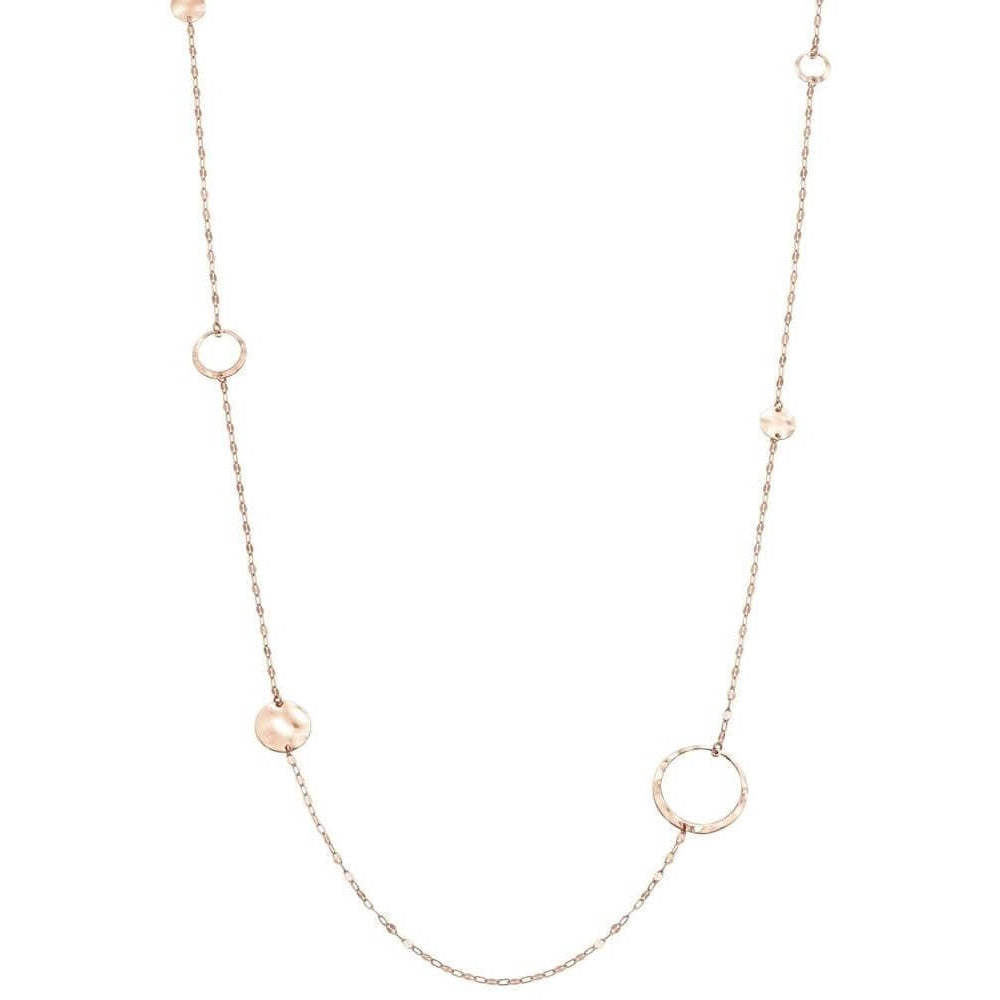 LUNA Pendant In 925 Silver & CZ Long Rose Gold Tone Necklace
