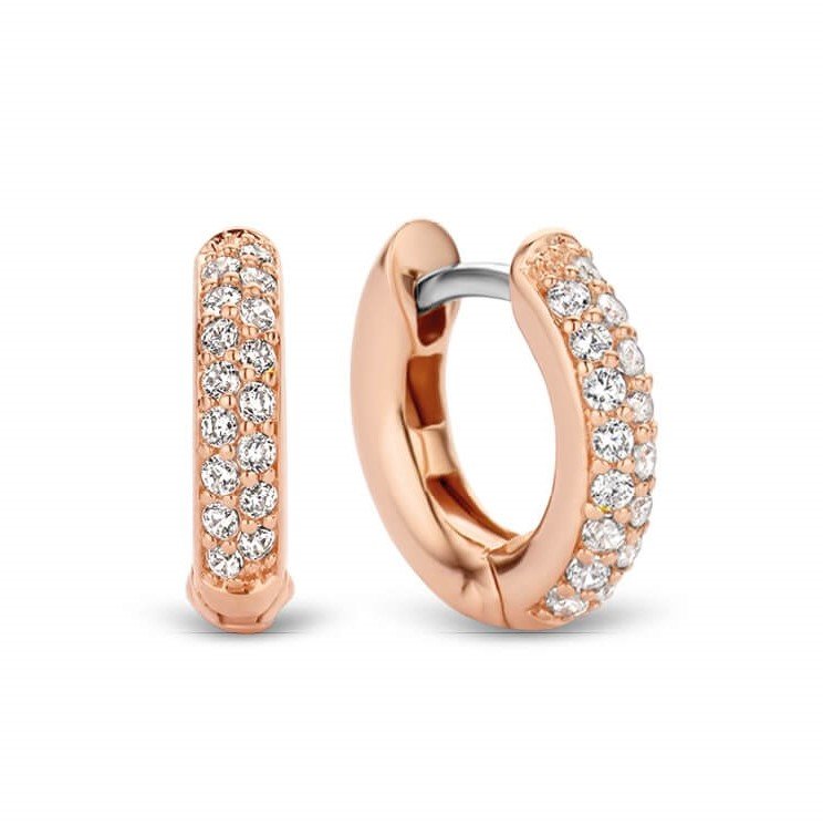 Rose Gold Plated CZ Hoop Earrings
