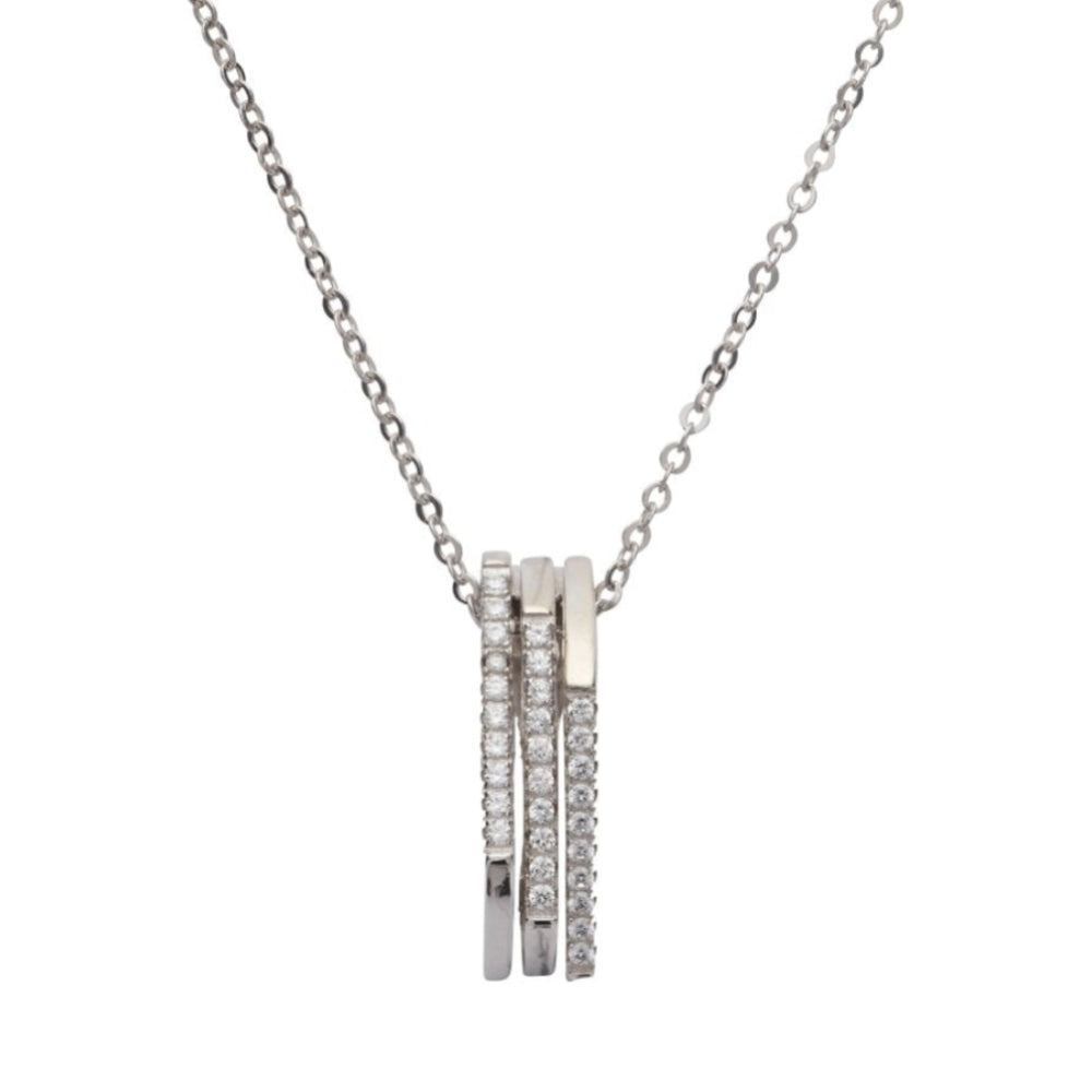 Silver 925 Pendant with Rhodium Plating and CZ incl. Chain