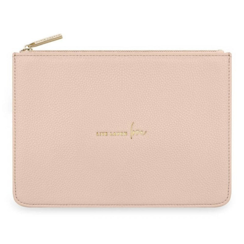 Stylish Structured Pouch | Live Laugh Love | Nude Pink | 16 X 24 X 5 Cm