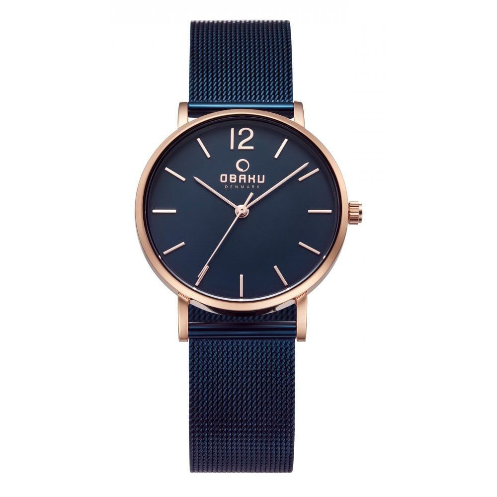 MARK LILLE - OCEAN Rose Gold Case With Blue Dial & Mesh Bracelet Strap Ladies Watch