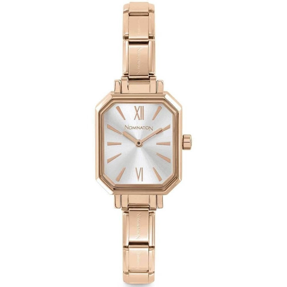 Paris Classic Rose Gold Tone Rectangle Silver Dial Ladies Watch