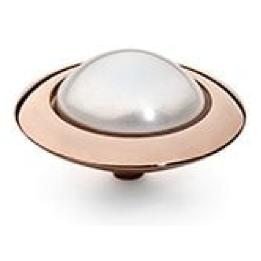 Famosa Rose Gold 16mm Tondo Ring Top White Pearl