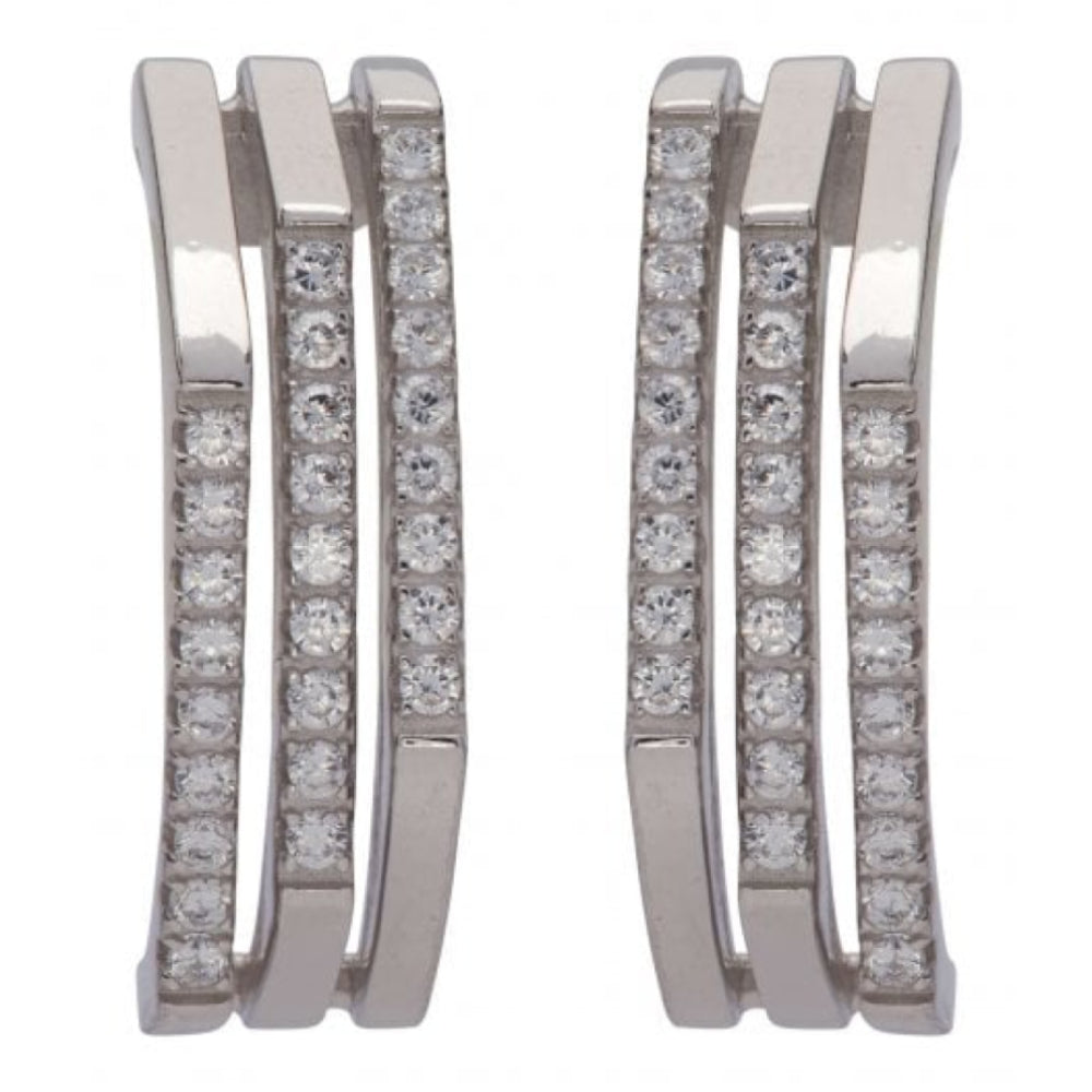 Sterling Silver 925 Earrings with Rhodium Plating and CZ