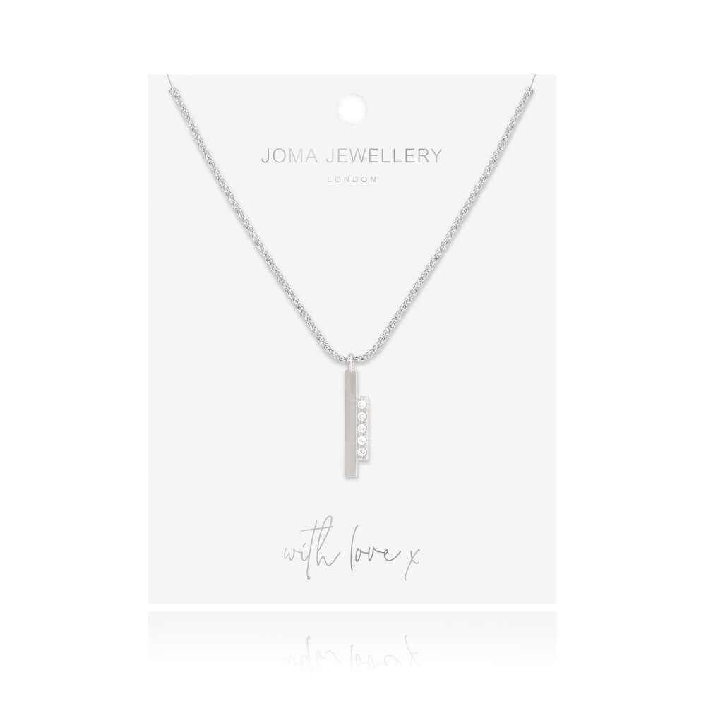 Adeline | Silver | Pave Bar | Necklace | 46cm + 5cm Extender