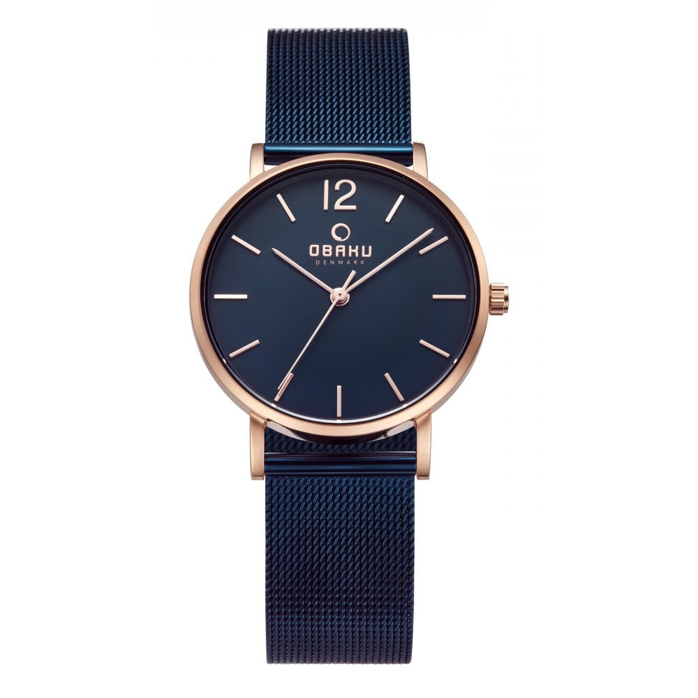 MARK LILLE - OCEAN Rose Gold Case With Blue Dial & Mesh Bracelet Strap Ladies Watch