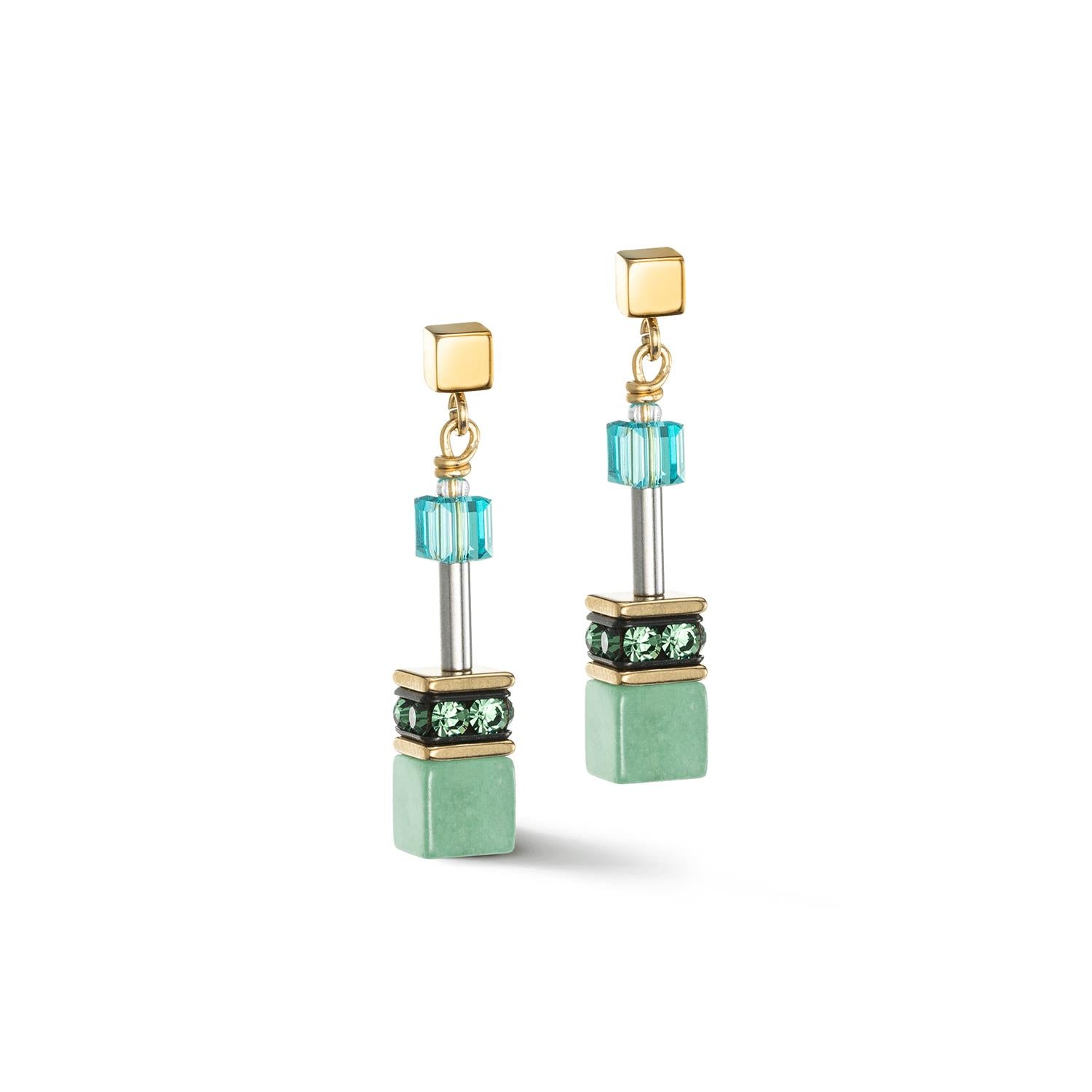 GeoCUBE������������������ Iconic Precious Green Turquoise Earrings