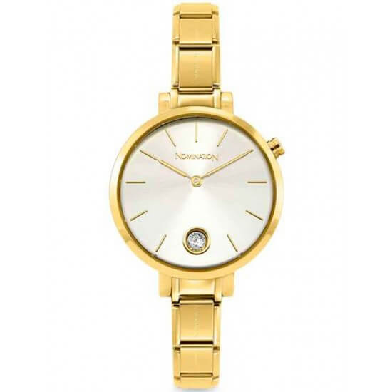 Composable Paris Watch With Gold Tone Round Silver & CZ Dial