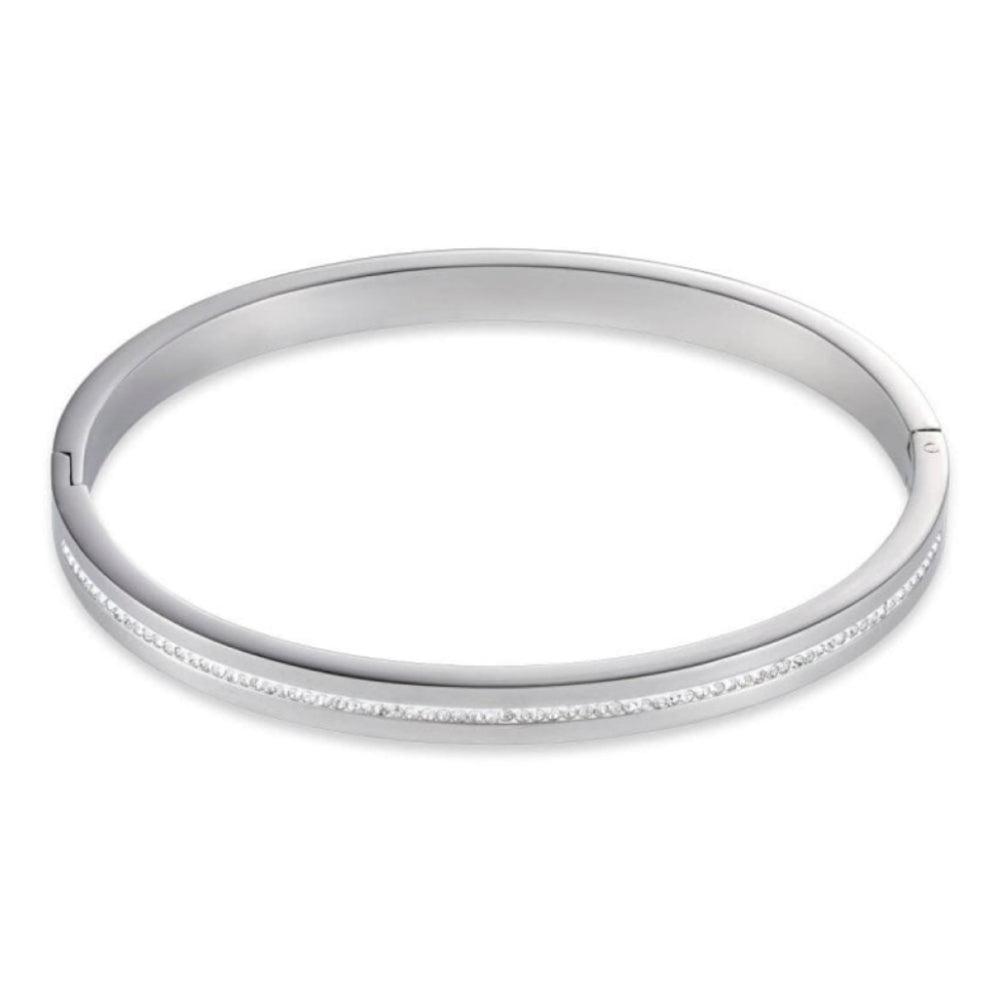 Crystal Pave Strip Stainless Steel Bangle