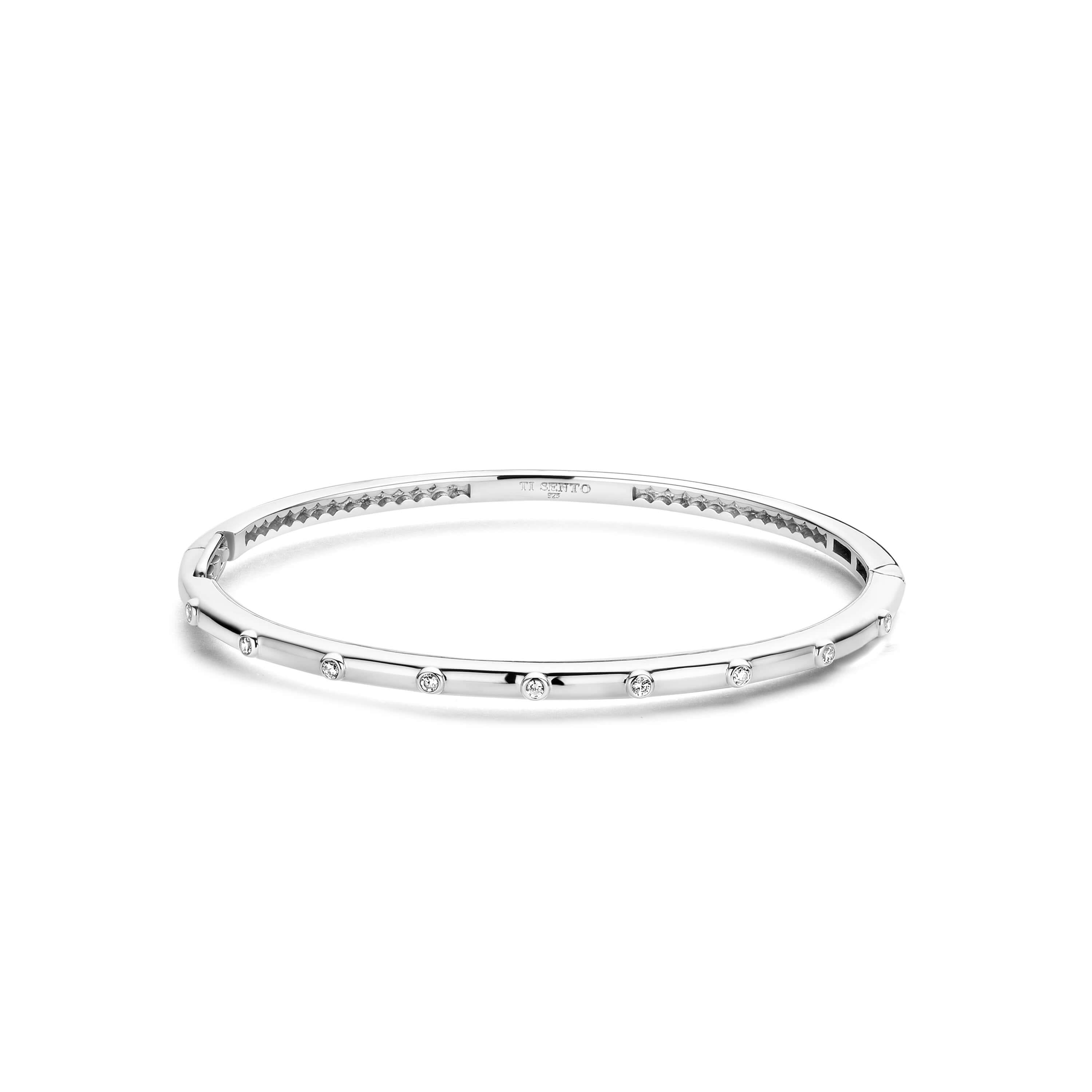 Silver Rhodium Plated CZ Bangle