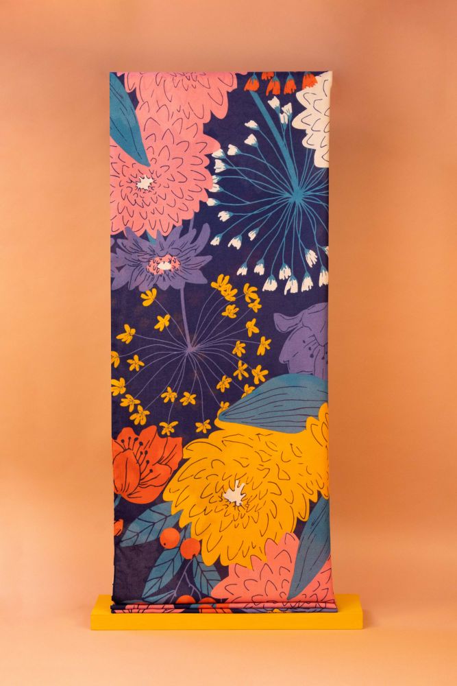 Blooms Print Scarf- Navy Mix