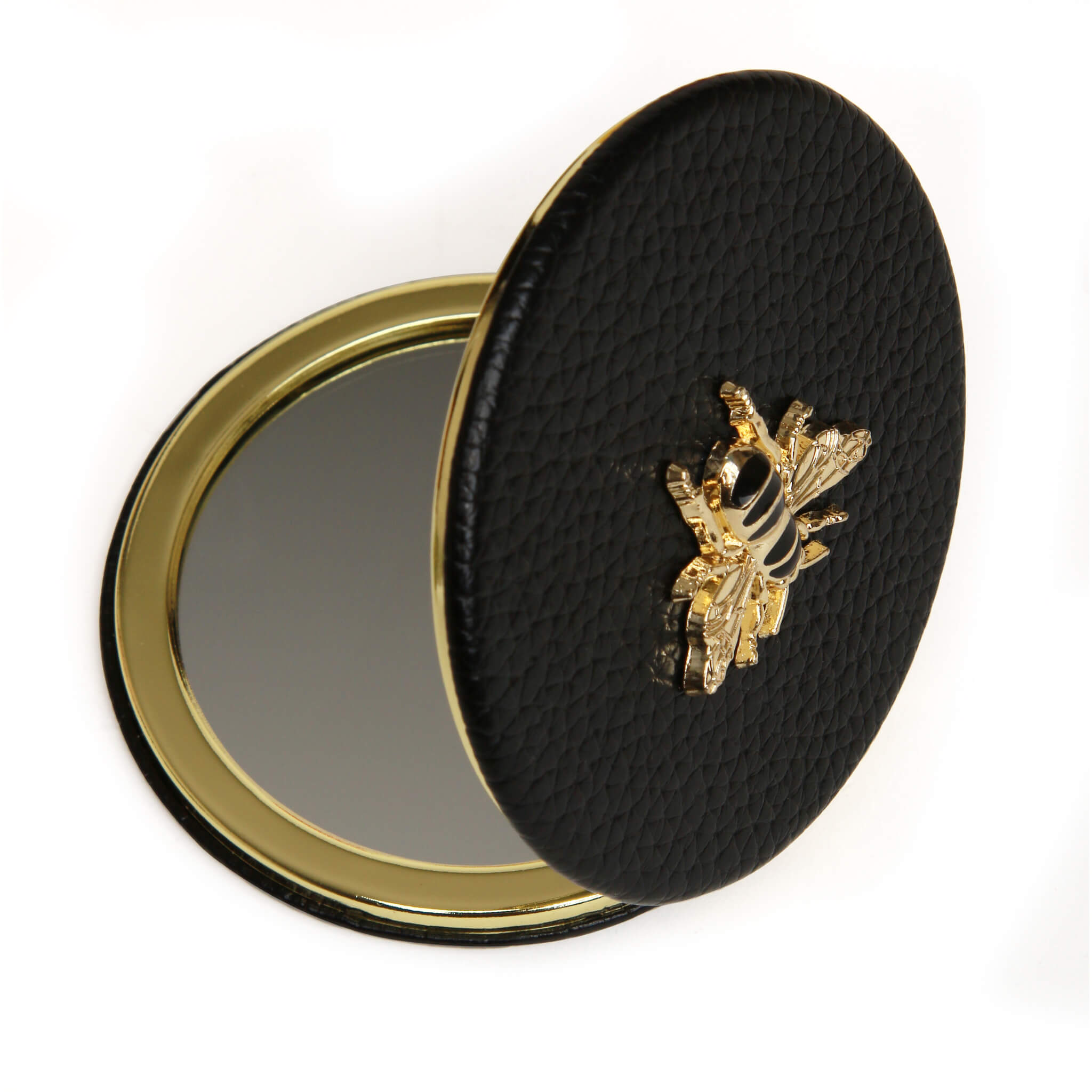 Round Compact Mirror Black