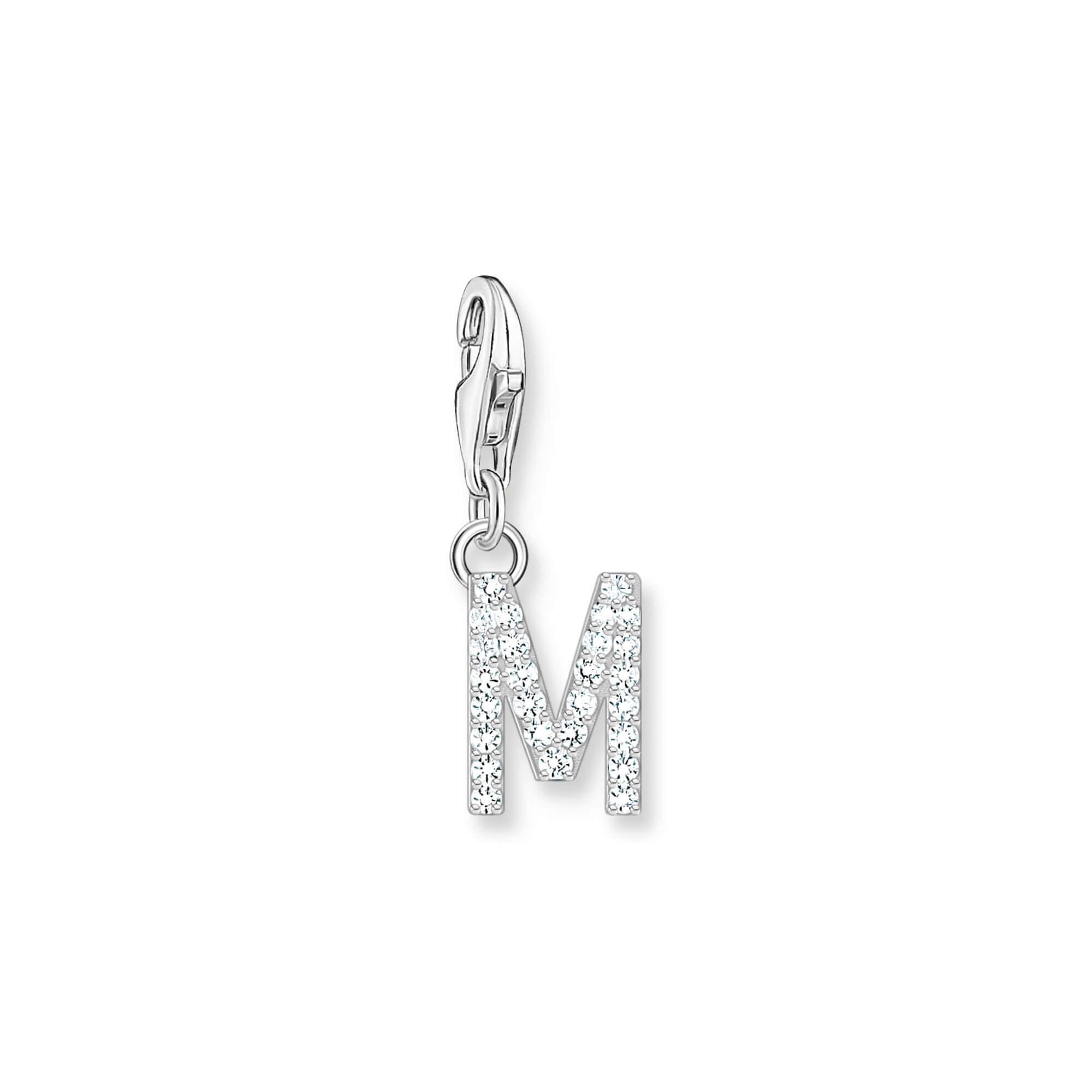 Sparkling letter M Charm Pendant
