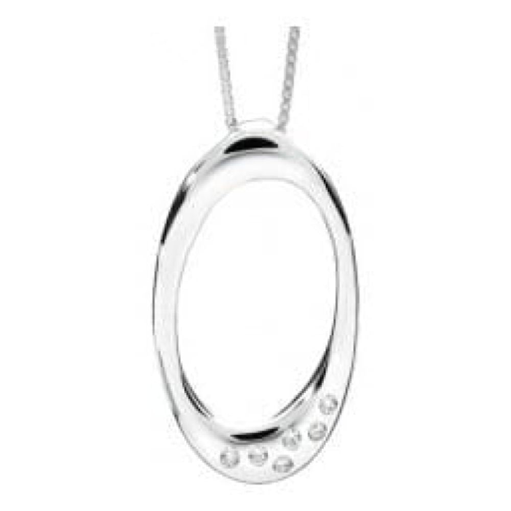 Ladies Sterling Silver And Cubic Zirconia Pendant Loop Necklace
