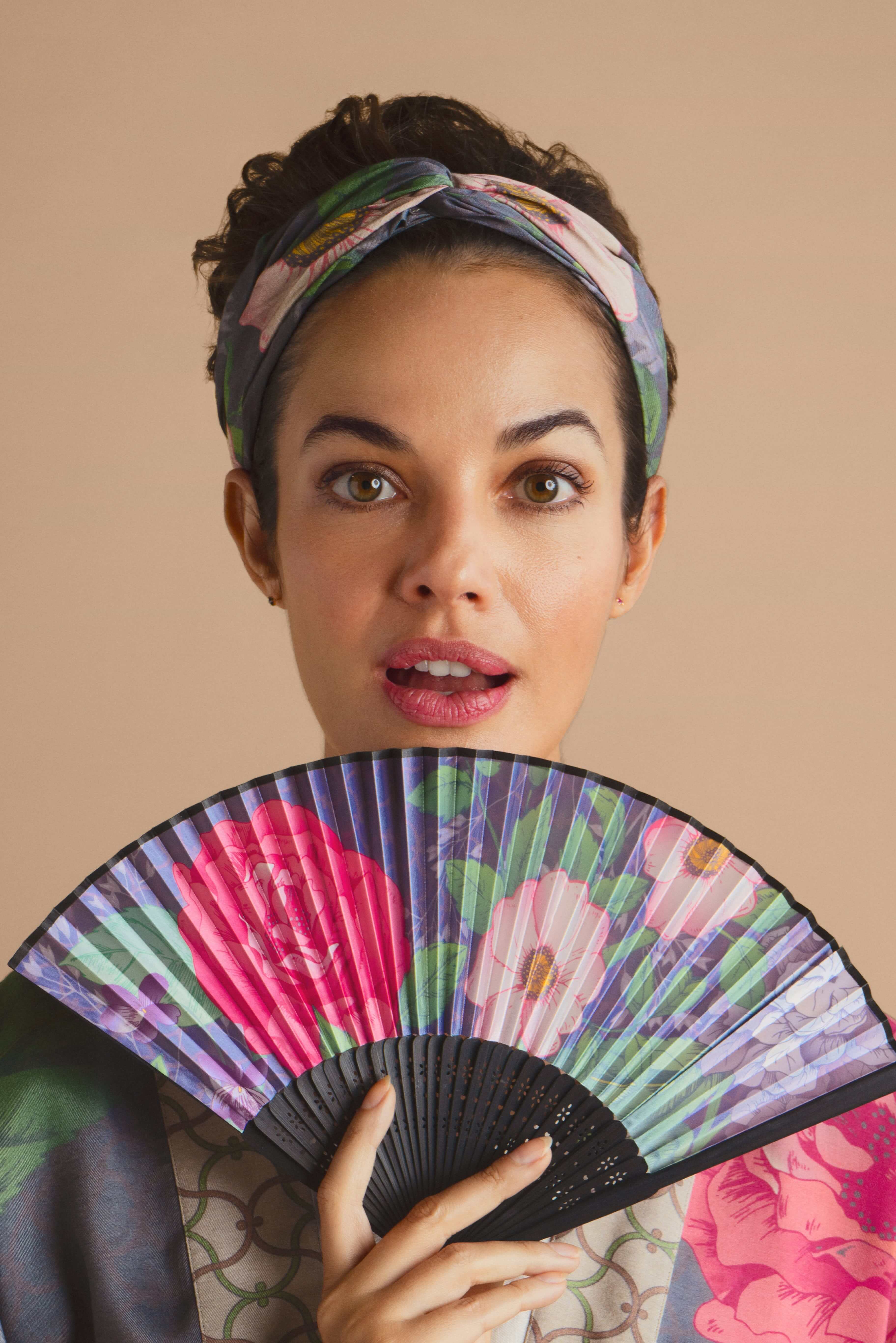 Hedgerow Pewter Handheld Fan