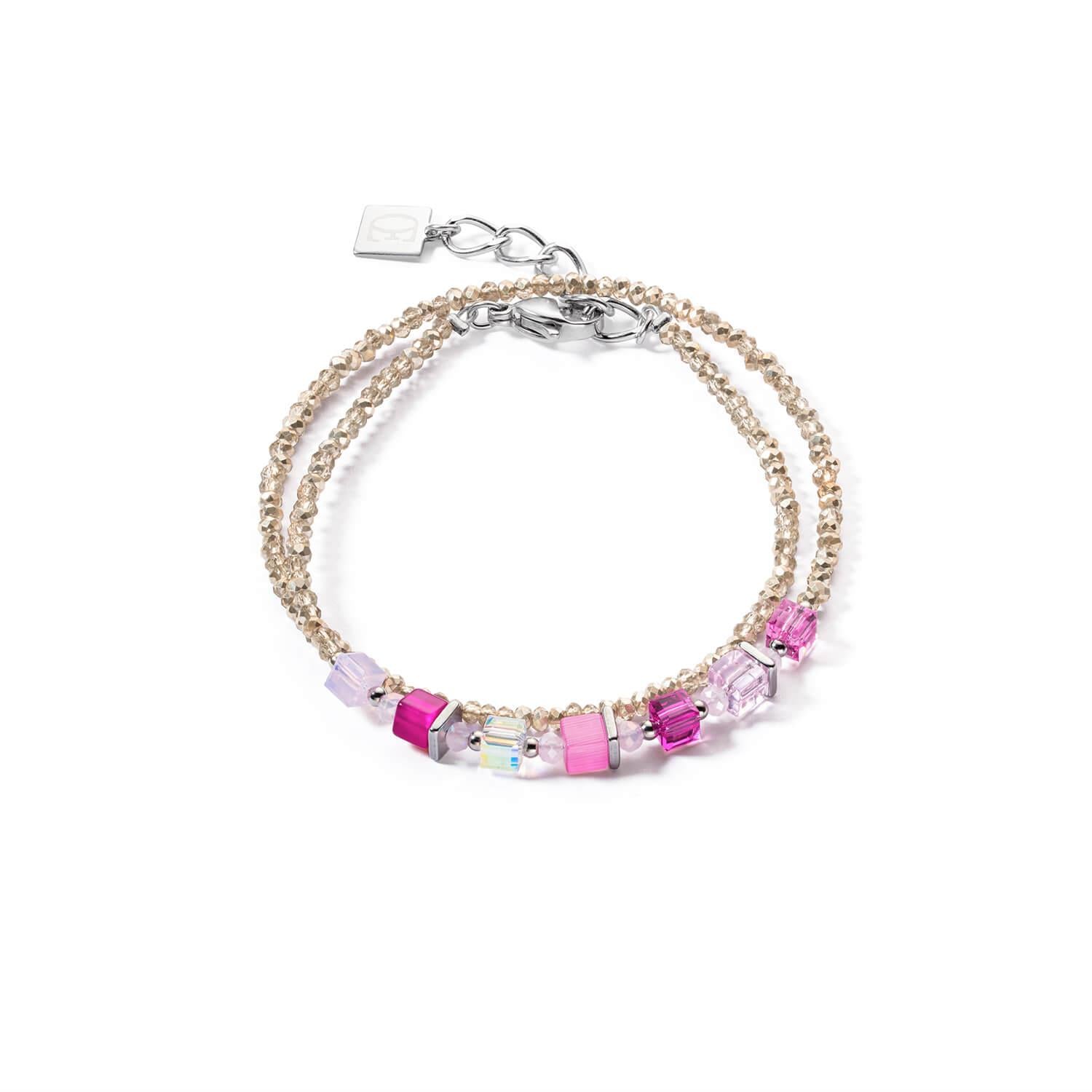 Joyful Colours Silver Pink Wrap Bracelet