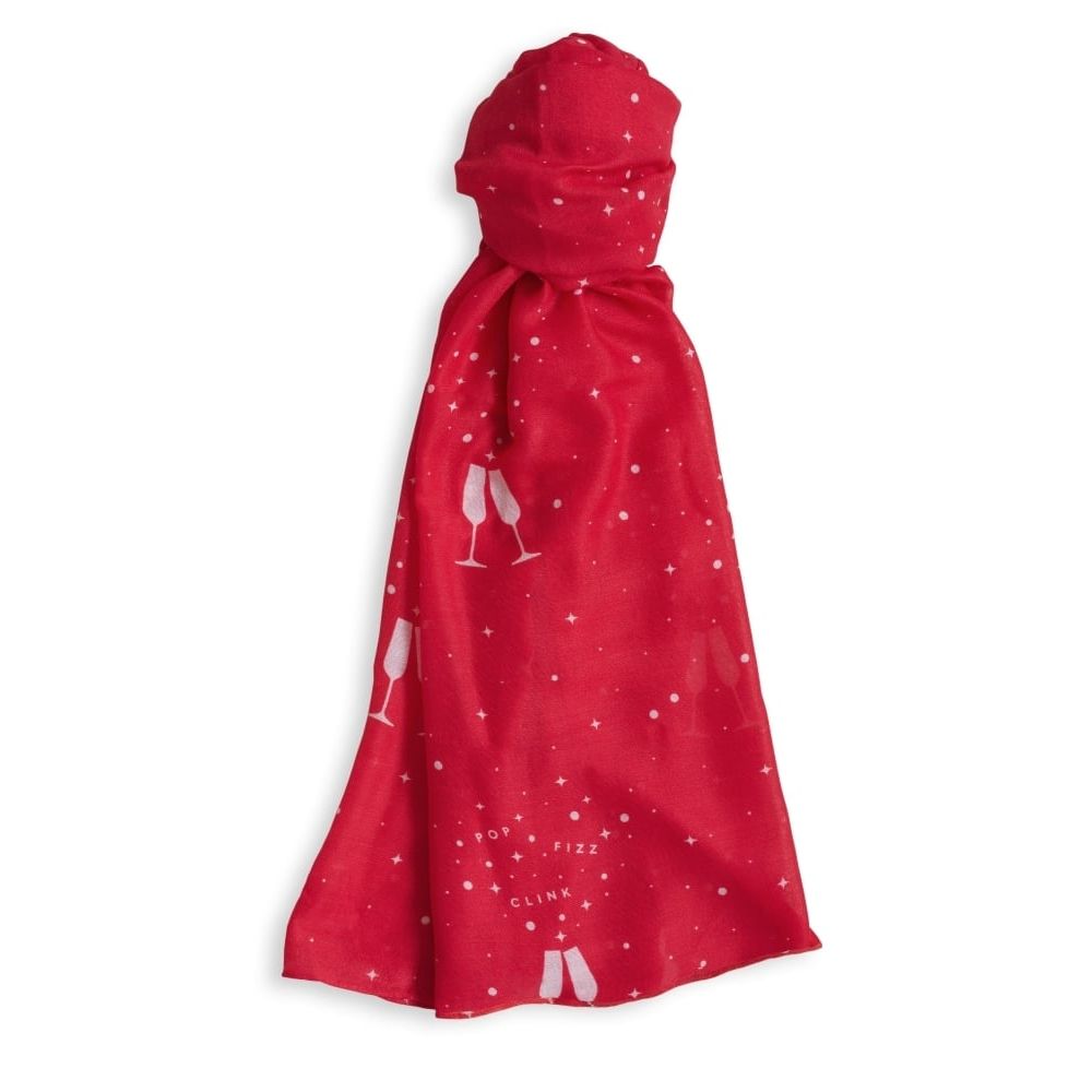 SENTIMENT SCARF - POP FIZZ CLINK - fuchsia - 184x86cm