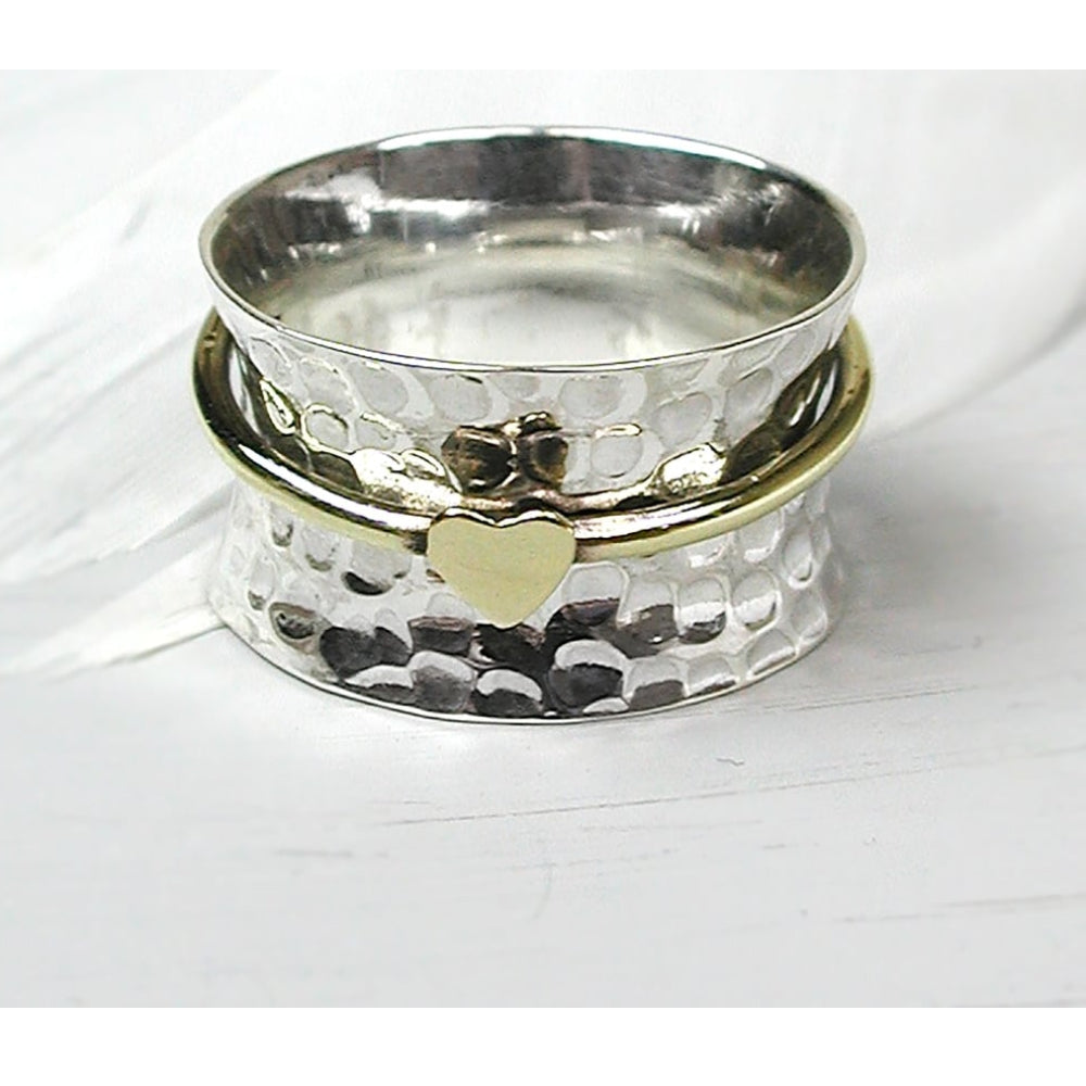Hammered Band With Single Brass Heart