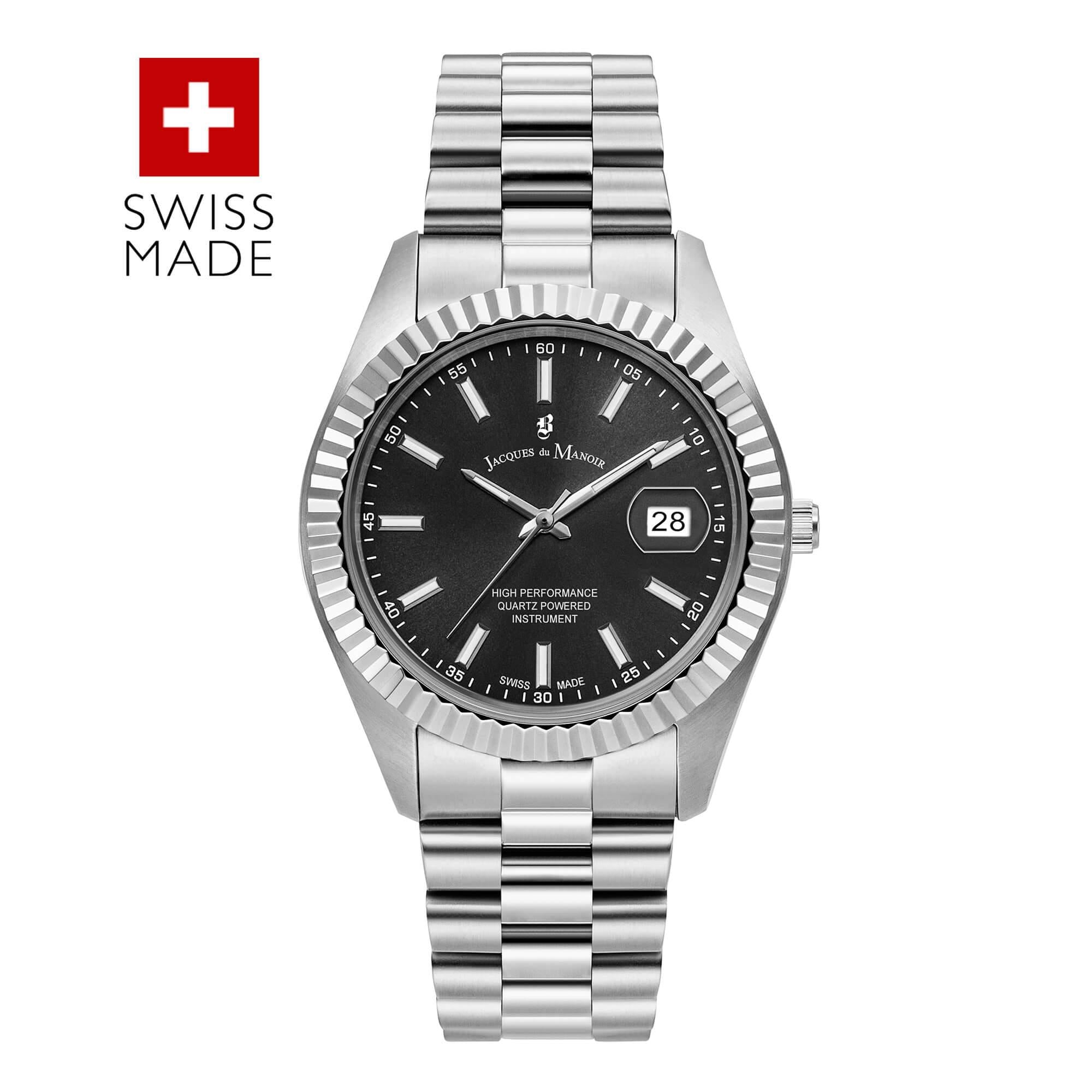 INSPIRATION BUSINESS Dark Grey Dial With Silver Bracelet Strap Unisex Watch