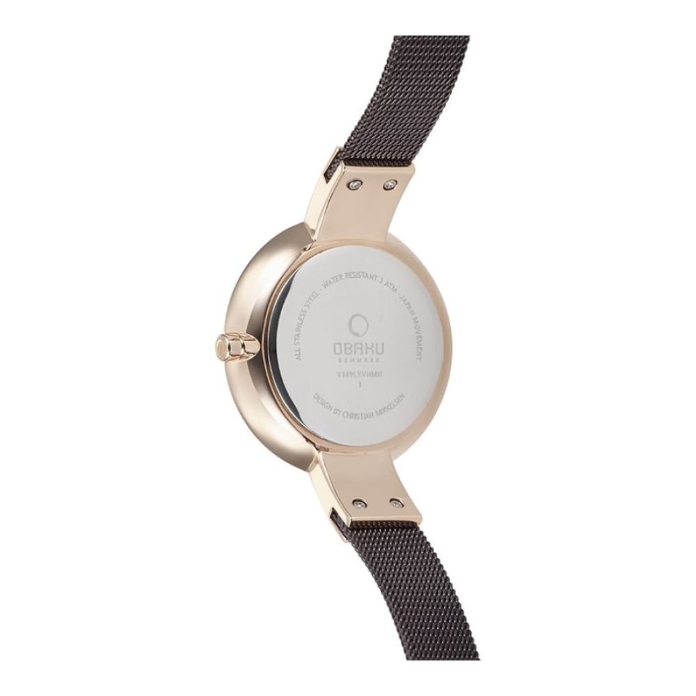 SOL - WALNUT Rose Gold Plated Mesh Bracelet Watch