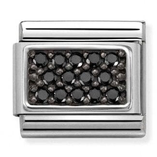 Composable Classic Steel, Black CZ Pave Link