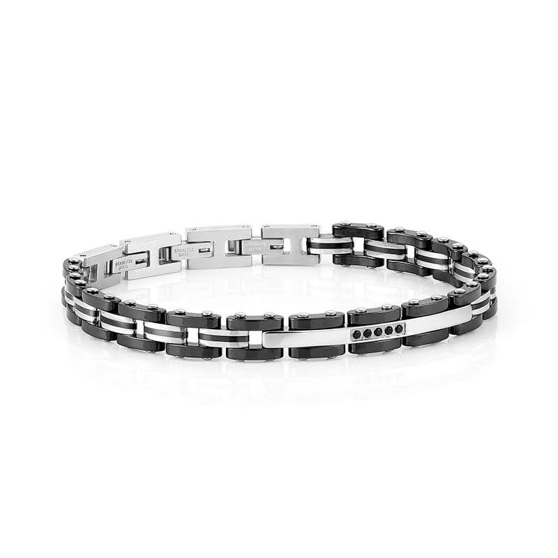Strong Bracelet Steel Ceramic and CZ Mix 4