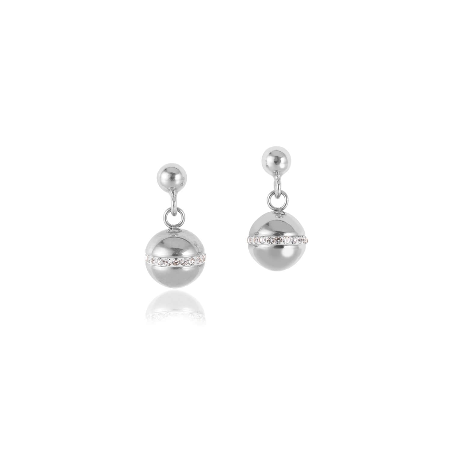 Twisted Pearls Stainless Steel Crystal Earrings With Stickpin